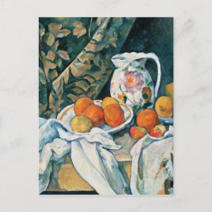 Cezanne Stillleben Vorhang, Blumengießer, Obst Postkarte
