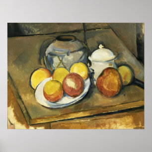 Cézanne - Vase, Zuckerschale und Äpfel Poster