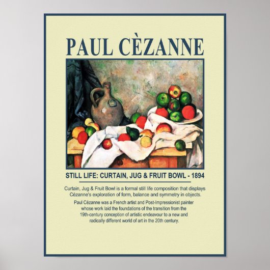 Cezanne Vorhang Jug & Frucht Bowl Museum Poster (Vorne)
