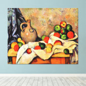 Cezanne - Vorhang, Jug und Obst, Leinwanddruck (Insitu (Holzboden))