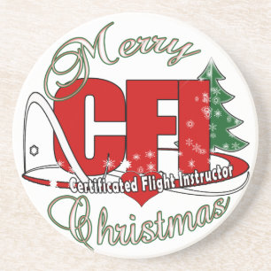 CFI CHRISTMAS-zertifizierter Fluglehrer Sandstein Untersetzer