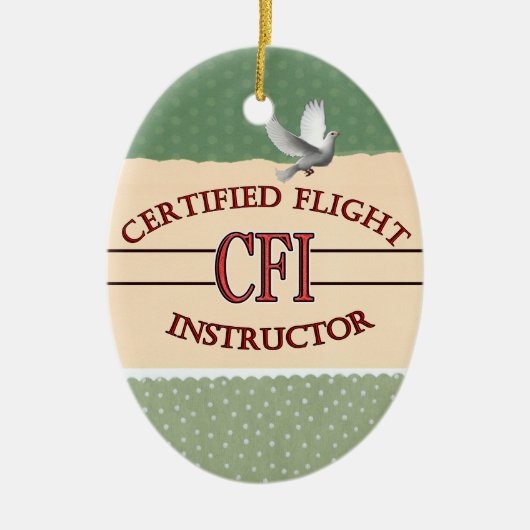 CFI LOGO RED CERTIFIFIFIFIED FLIGHT INSTRUCTOR KERAMIKORNAMENT (Vorne)
