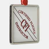 CFI LOGO RED CERTIFIFIFIFIED FLIGHT INSTRUCTOR SILBERNES ORNAMENT (Rechts)