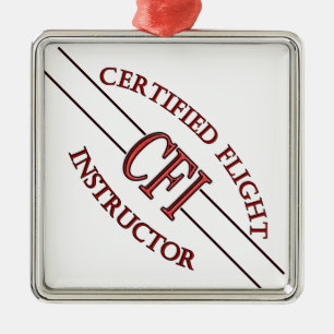 CFI LOGO RED CERTIFIFIFIFIED FLIGHT INSTRUCTOR SILBERNES ORNAMENT