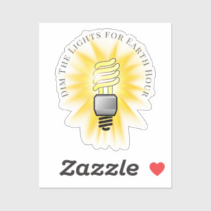 CFL Bulb Dim The Lights Earth Hour Aufkleber