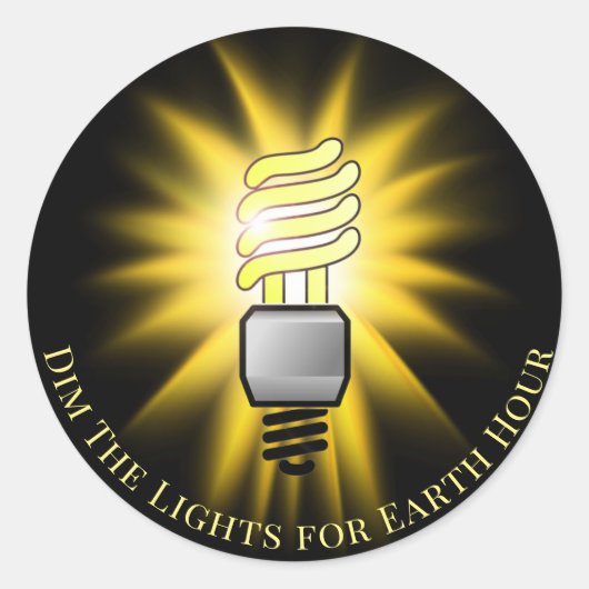 CFL Bulb Dim The Lights Earth Hour Runder Aufkleber (Vorderseite)