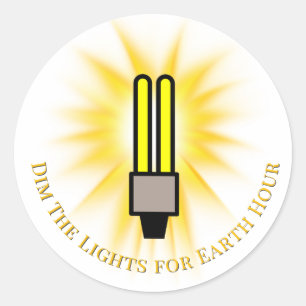 CFL-Glühbirne - Licht dimmen Earth Hour  Runder Aufkleber