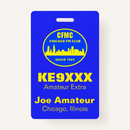 CFMC Vertical Call Sign & Name Abzeichen Ausweis (Vorderseite)