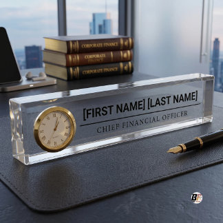 CFO-Titel Professionelle Typografie Klares Gold Namensplakette