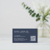 CFP Certified Financial Planner QR-Code Blau Visitenkarte (Stehend Vorderseite)