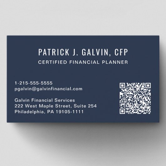 CFP Certified Financial Planner QR-Code Blau Visitenkarte