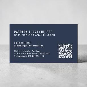 CFP Certified Financial Planner QR-Code Blau Visitenkarte