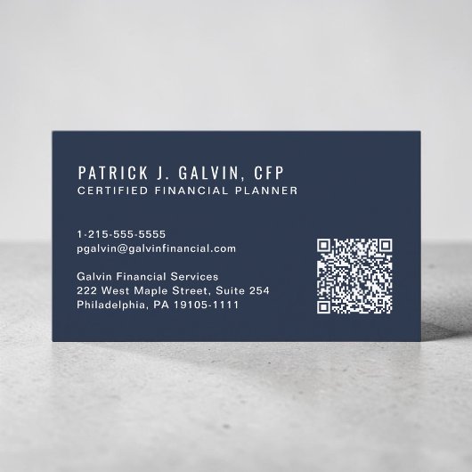 CFP Certified Financial Planner QR-Code Blau Visitenkarte