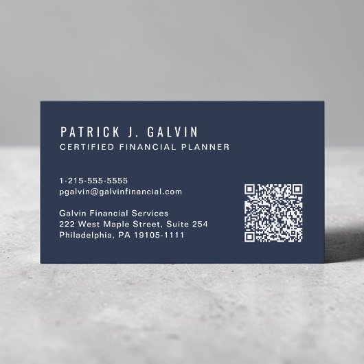 CFP Certified Financial Planner QR-Code Blau Visitenkarte
