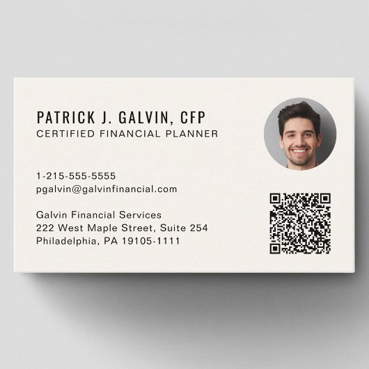 CFP Certified Financial Planner QR-Code Foto Visitenkarte