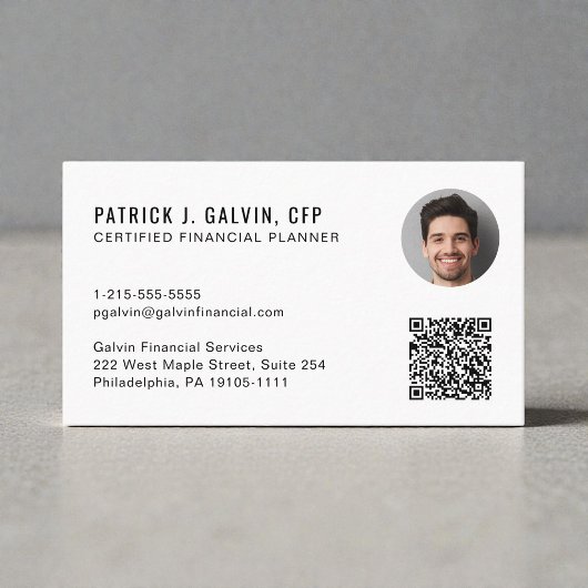 CFP Certified Financial Planner QR-Code Foto Visitenkarte