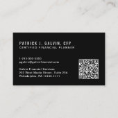 CFP Certified Financial Planner QR-Code Schwarz Visitenkarte (Vorderseite)