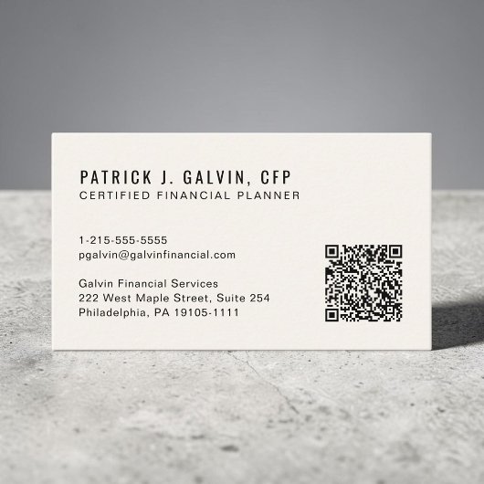 CFP Certified Financial Planner QR-Code Visitenkarte