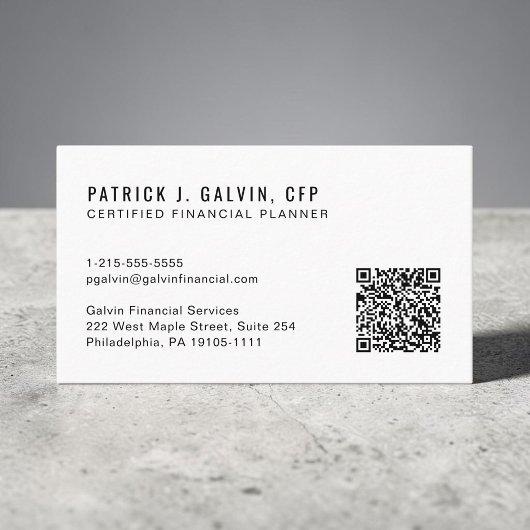 CFP Certified Financial Planner QR Code Visitenkarte