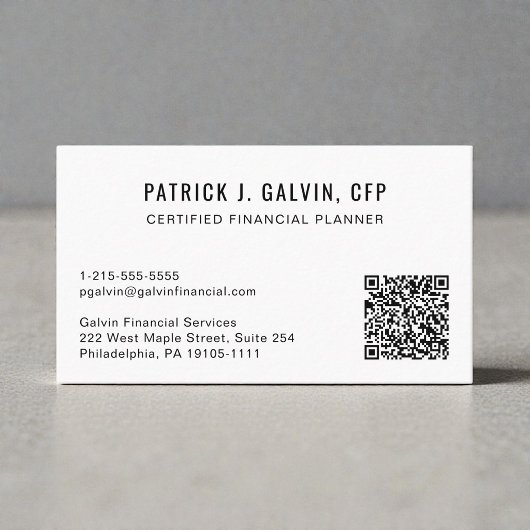 CFP Certified Financial Planner QR-Code Visitenkarte