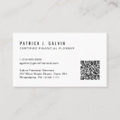 CFP Certified Financial Planner QR-Code Visitenkarte (Vorderseite)