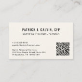 CFP Financial Planner QR-Code Creme Visitenkarte (Vorderseite)