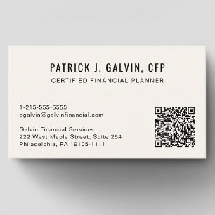 CFP Financial Planner QR-Code Creme Visitenkarte