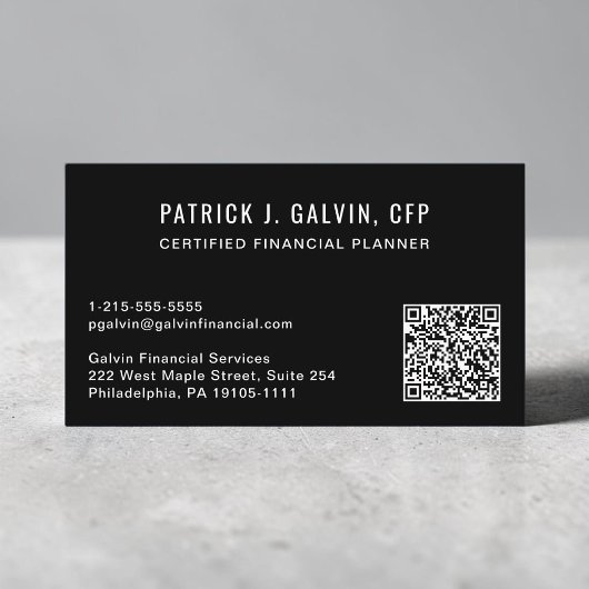 CFP Financial Planner QR Code Schwarz Visitenkarte