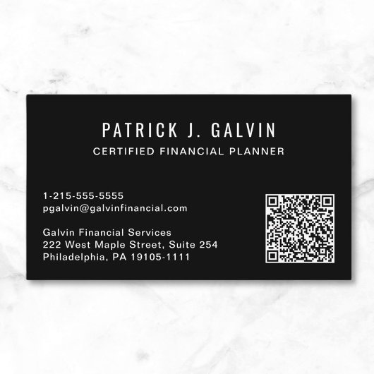 CFP Financial Planner QR Code Schwarz Visitenkarte