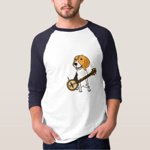CG, Beagle-Welpen-Hund, der das Banjo-Shirt spielt T-Shirt