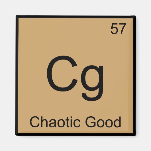 Cg - Chaotic Good Funny Chemistry Element Symbol T Magnet (Vorne)