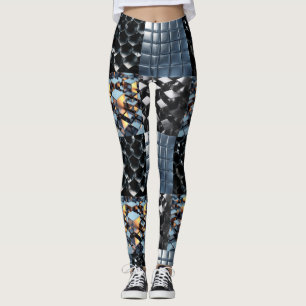 CGI Metallic Cube Grid with Reflektive Golden Ligh Leggings