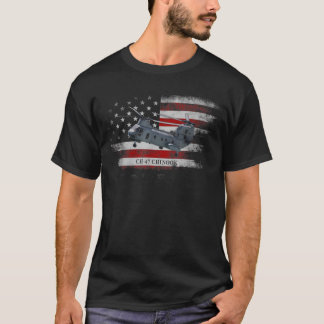 CH47 Chinook Helicopter USA Flag Helikopter Pilot T-Shirt