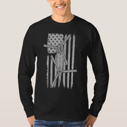 CH47 Chinook Military Helicopter American Flag CH4 T-Shirt (Vorderseite)