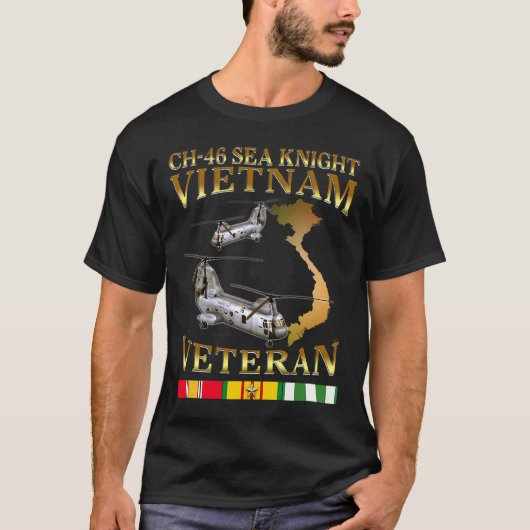 Ch-46 Sea Knight Helicopter Vietnam War Veteran T-Shirt (Vorderseite)