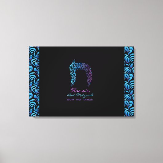CH - Chet Hebrew Letter Bat Mitzvah Sign-In Board Leinwanddruck (Vorderseite)