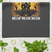 Ch Meow Halloween Spukschloss_1 Geschirrtuch (Gefaltet)