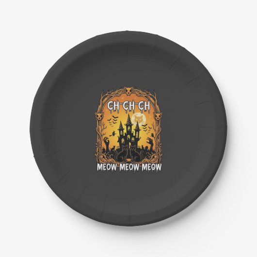 Ch Meow Halloween Spukschloss_1 Pappteller (Vorderseite)