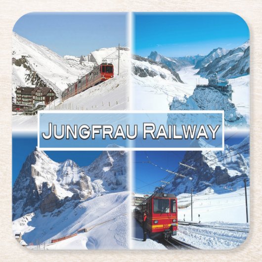 CH Schweiz - Jungfrau Bahn - Rechteckiger Pappuntersetzer (Vorderseite)