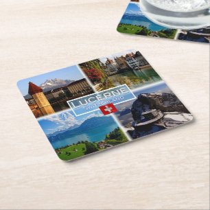 CH Schweiz - Luzern - Kapellbrücke - Altstadt Rechteckiger Pappuntersetzer