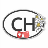 CH Swiss & Canton Schwyz Flags | Edelweiss-Blume Aufkleber (Vorderseite)