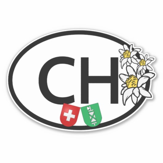CH Swiss & Canton St. Gallen Flags | Edelweiß Aufkleber (Vorderseite)