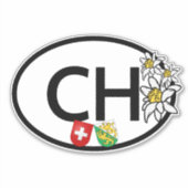CH Swiss & Canton Thurgau Coat of Arms Oval Aufkleber (Vorderseite)