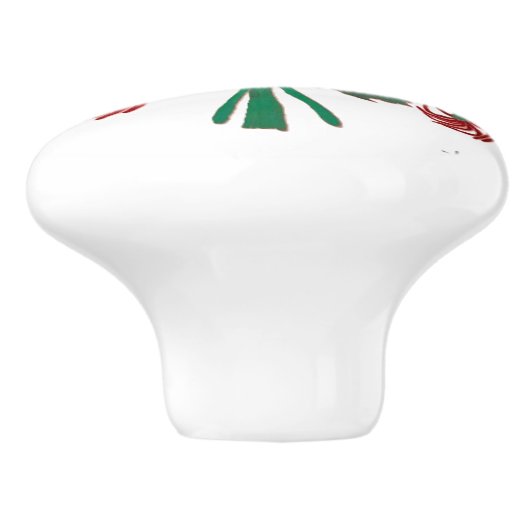 CH Zinnias Red Bouquet Keramikknauf (Seitenansicht)