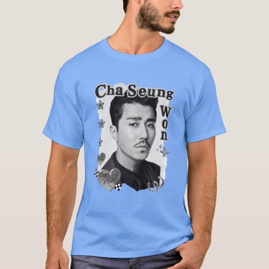 Cha Seungwon Koreanischer Schauspieler Schwarz und T-Shirt (Vorderseite)