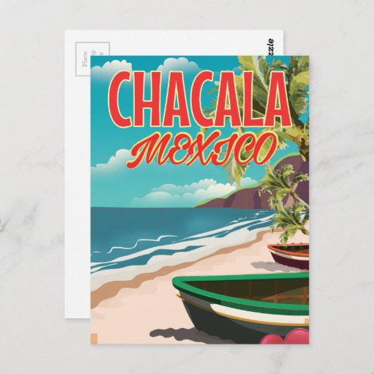 Chacala Mexico Reiseplakat Postkarte (Vorne/Hinten)
