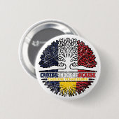 Chad Chadian Französisch-Tree-Roots-Flag Button (Vorne & Hinten)