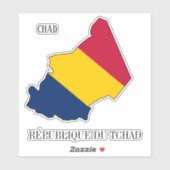 Chad Flag Charming Patriotic Map Aufkleber (Blatt)