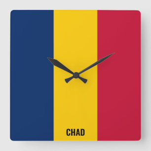 Chad Flag Dazzling Patriotic Quadratische Wanduhr