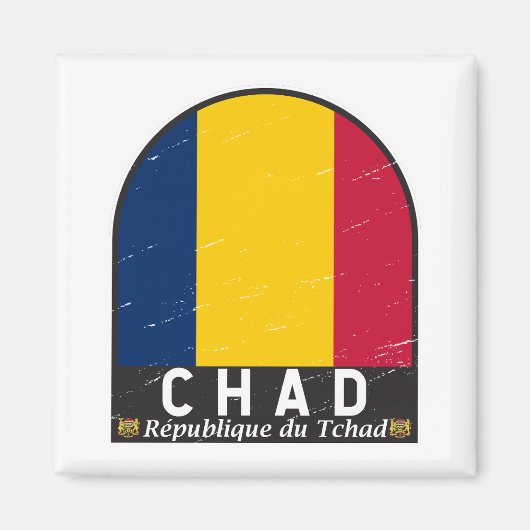 Chad Flag Emblem gestört Vintag Magnet (Vorne)
